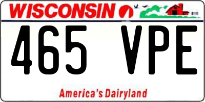 WI license plate 465VPE