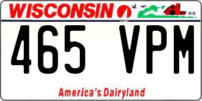 WI license plate 465VPM