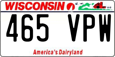 WI license plate 465VPW
