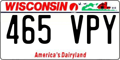 WI license plate 465VPY