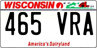 WI license plate 465VRA
