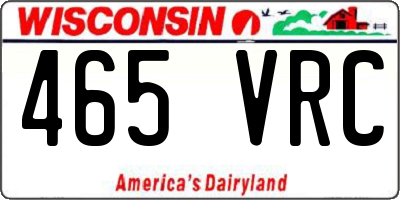 WI license plate 465VRC