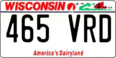 WI license plate 465VRD