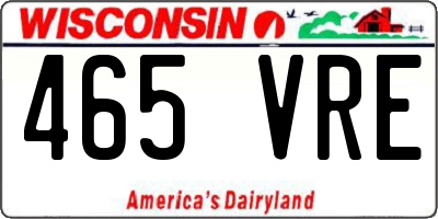 WI license plate 465VRE