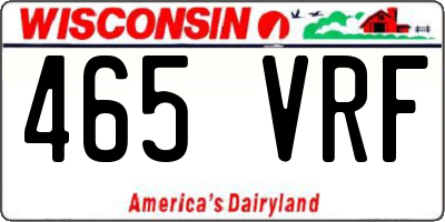 WI license plate 465VRF