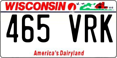 WI license plate 465VRK
