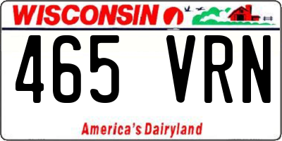 WI license plate 465VRN
