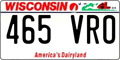 WI license plate 465VRO