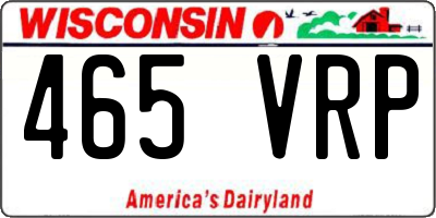 WI license plate 465VRP