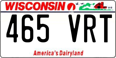 WI license plate 465VRT