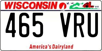 WI license plate 465VRU