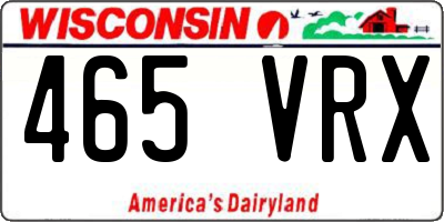 WI license plate 465VRX