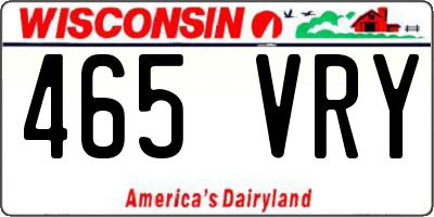 WI license plate 465VRY