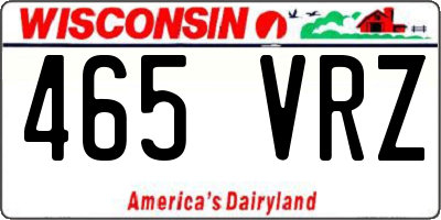 WI license plate 465VRZ