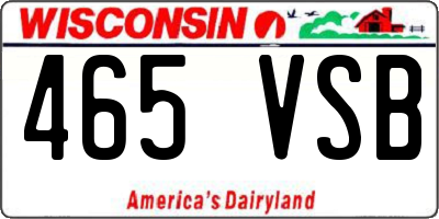 WI license plate 465VSB