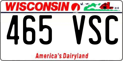 WI license plate 465VSC
