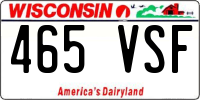 WI license plate 465VSF