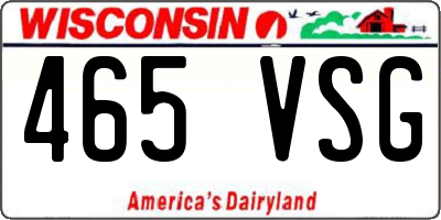 WI license plate 465VSG