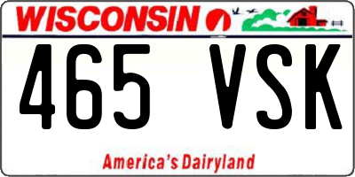 WI license plate 465VSK