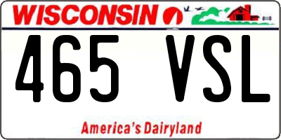 WI license plate 465VSL
