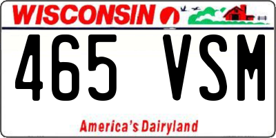 WI license plate 465VSM