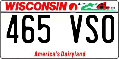 WI license plate 465VSO