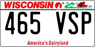 WI license plate 465VSP