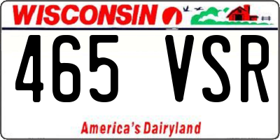 WI license plate 465VSR