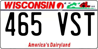 WI license plate 465VST