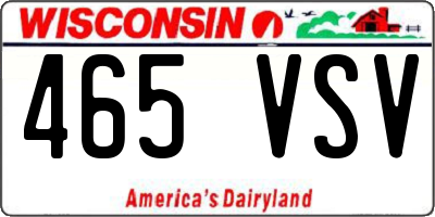 WI license plate 465VSV