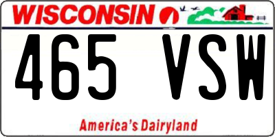 WI license plate 465VSW