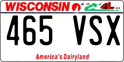 WI license plate 465VSX