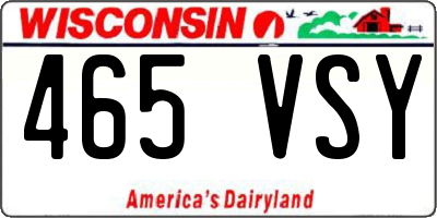 WI license plate 465VSY
