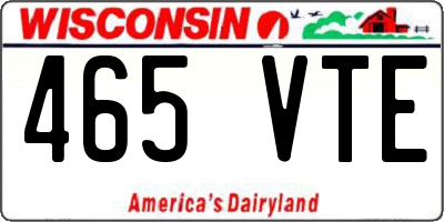 WI license plate 465VTE
