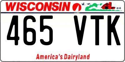 WI license plate 465VTK