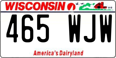 WI license plate 465WJW