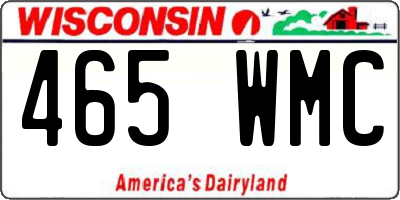WI license plate 465WMC