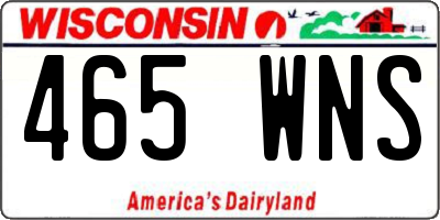 WI license plate 465WNS