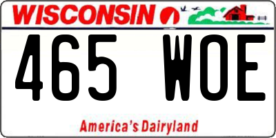 WI license plate 465WOE