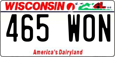WI license plate 465WON