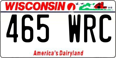 WI license plate 465WRC