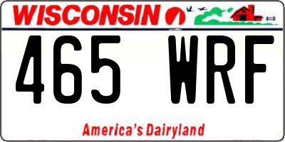 WI license plate 465WRF
