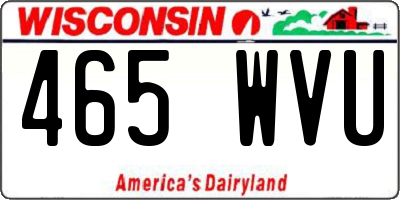 WI license plate 465WVU