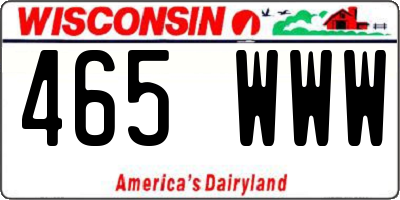 WI license plate 465WWW