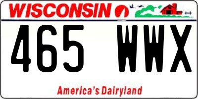 WI license plate 465WWX