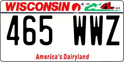 WI license plate 465WWZ