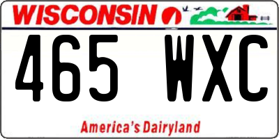 WI license plate 465WXC