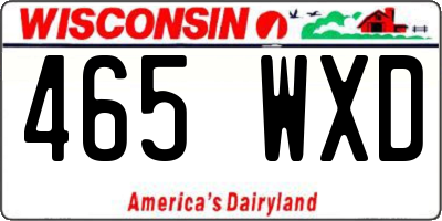 WI license plate 465WXD