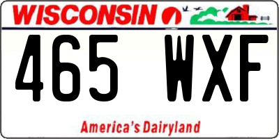WI license plate 465WXF