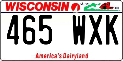 WI license plate 465WXK